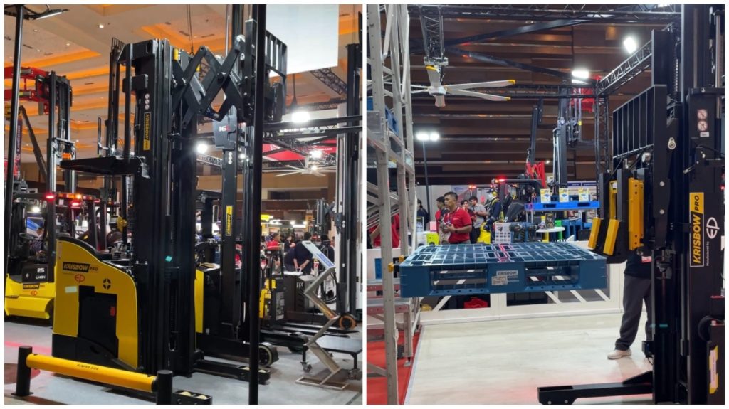 Dua potret forklift di pameran Forklift Indonesia