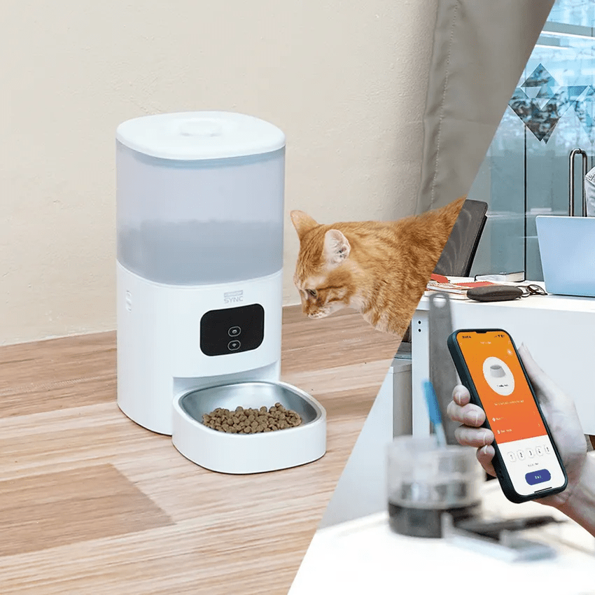 Pet feeder otomatis yang bisa dikendalikan lewat aplikasi dari Krisbow Sync
