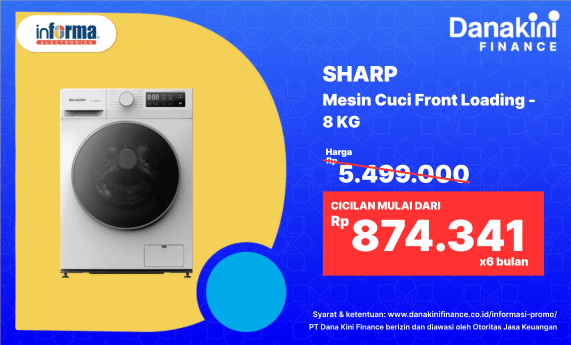 SHARP Mesin Cuci Front Loading 8 KG, mesin cuci, laundry