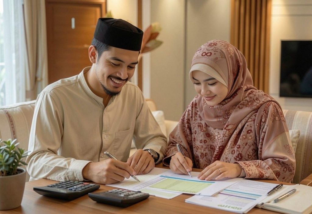 Sepasang suami istri menerapkan tips pengelolaan keuangan pasca lebaran agar finansial lebih stabil