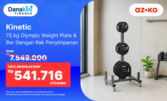 Kinetic 75 kg Olympic Weight Plate & Bar Dengan Rak Penyimpanan - Hitam dari AZKO
